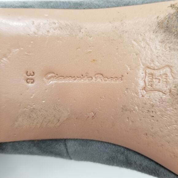 Gianvito Rossi Milano Italian Gray Suede Ankle Strap Flats Size 38 - Picture 8 of 9